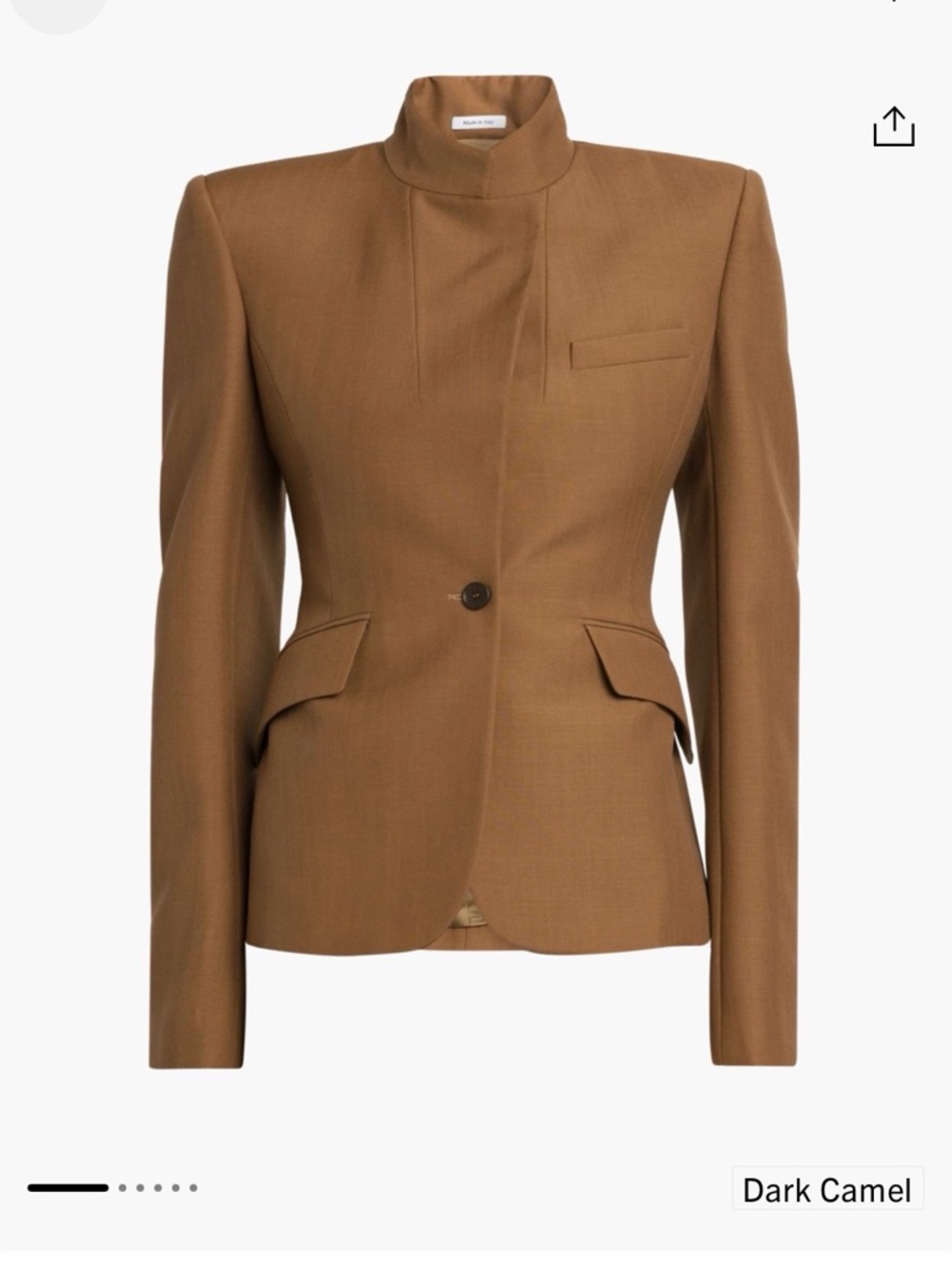 Alexander McQueen Dark Camel stand collar wool-mohair jacket NWT size 36